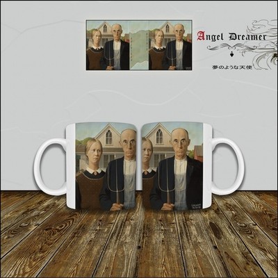 MUG TASSE American Gothic Gemälde von Grant Wood Amerikanischer Maler Kunst Sammlung