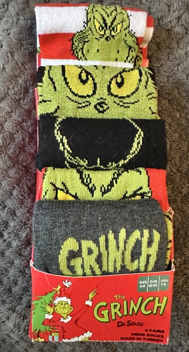 Paquete de 5 calcetines de Navidad para hombre The Grinch Dr Seuss Primark Reino Unido talla 6-8 nuevos con etiquetas