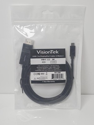VisionTek USB C to DisplayPort 1.4 Cable 2M Bi Directional Active 901288