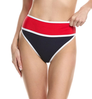 Beach Riot Carlotta Ribbed Swim Bikini Bottom XL Americana Colorblock NWT