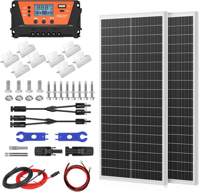 200W Solar Panel Kit 18BB100W 2Pack Solar Panels with 30A PWM Charge Controller 