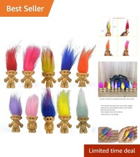10 Count Vintage Troll Dolls - Charming Assorted Hair Colors for Kids' Playtime
