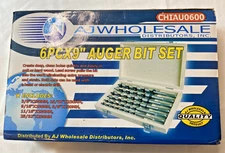 6pc 9" Power Auger Bit Set Wood Drill Bits w/ Case Power Tools Accessories