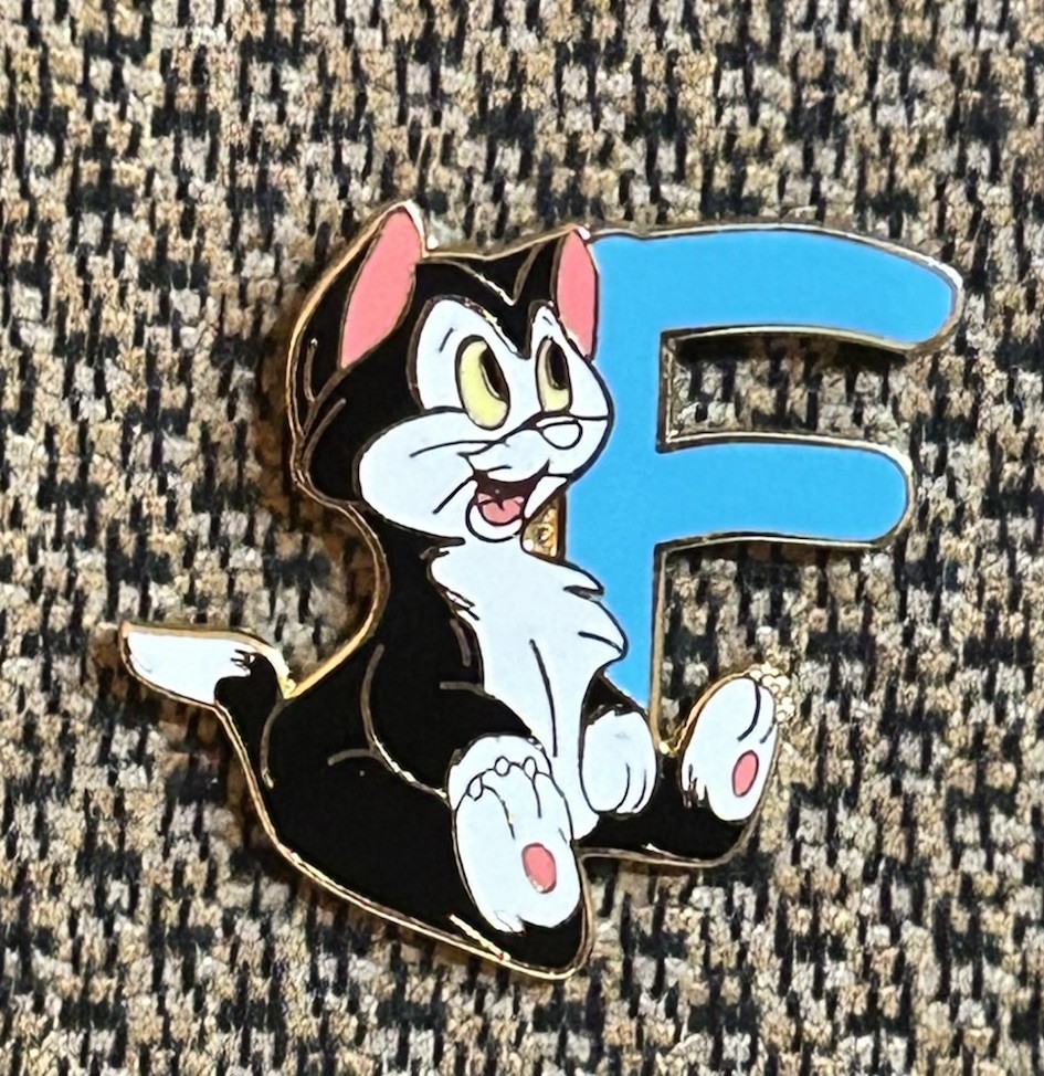 Disney Alphabet Pin Series Character Letter F Figaro Cat From Pinocchio Pin