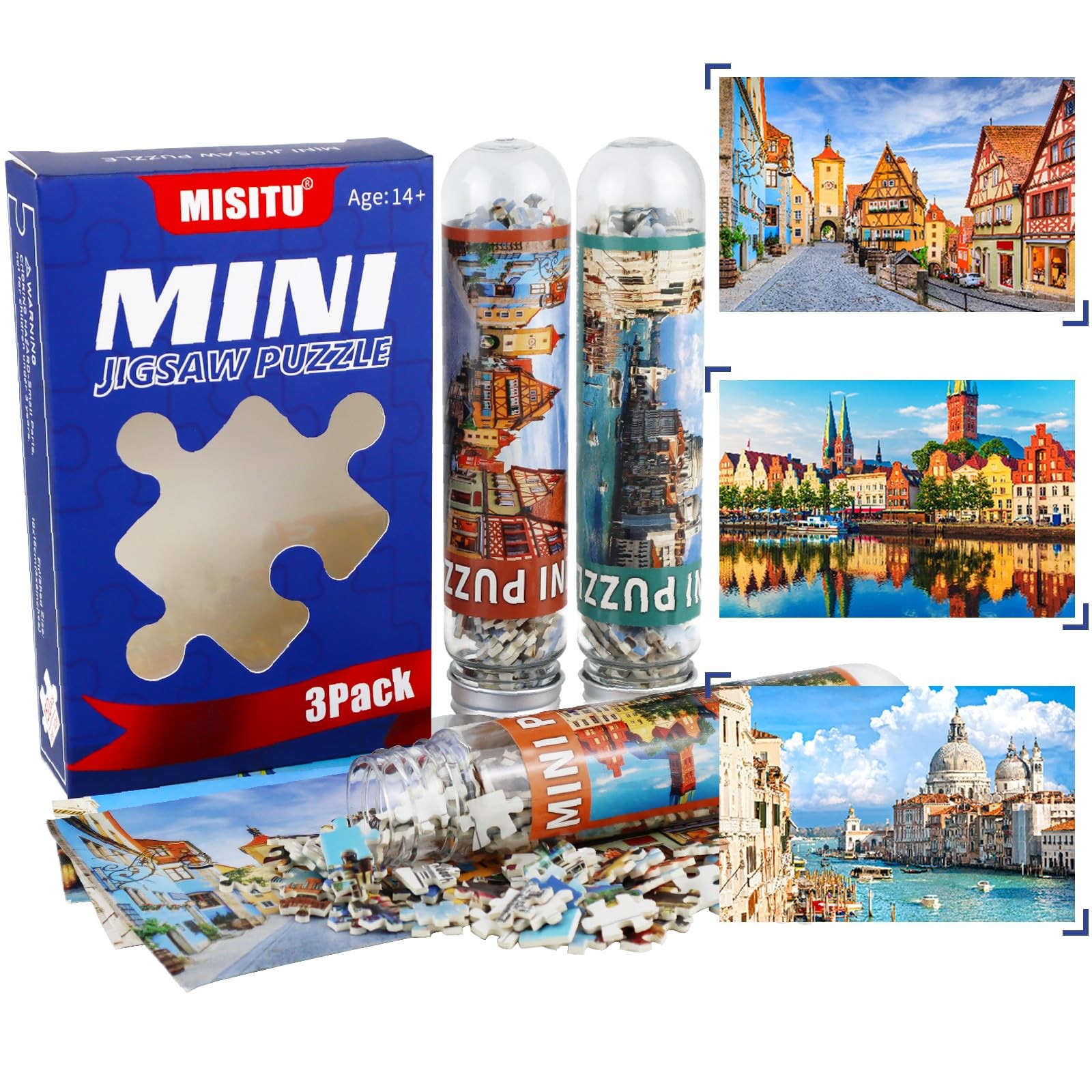 Mini Puzzles 150 pièces pour adultes lot de 3 Venise anti-stress petit espace