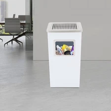 Trash Can Garbage Bin for Indoor&Outdoor Stainless Steel Trashcan White Home