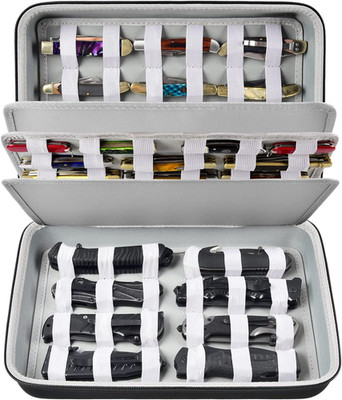 Knife Display Case for 44 Pocket Knives, Portable Storage Organizer Box for Coll