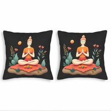 Set of 2 18x18in Throw Pillow Covers - Serene Meditative Design 