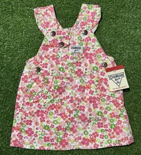 Girls OshKosh B  gosh Vestbak Floral Denim Overall Jumper Dress 12 Months NEW