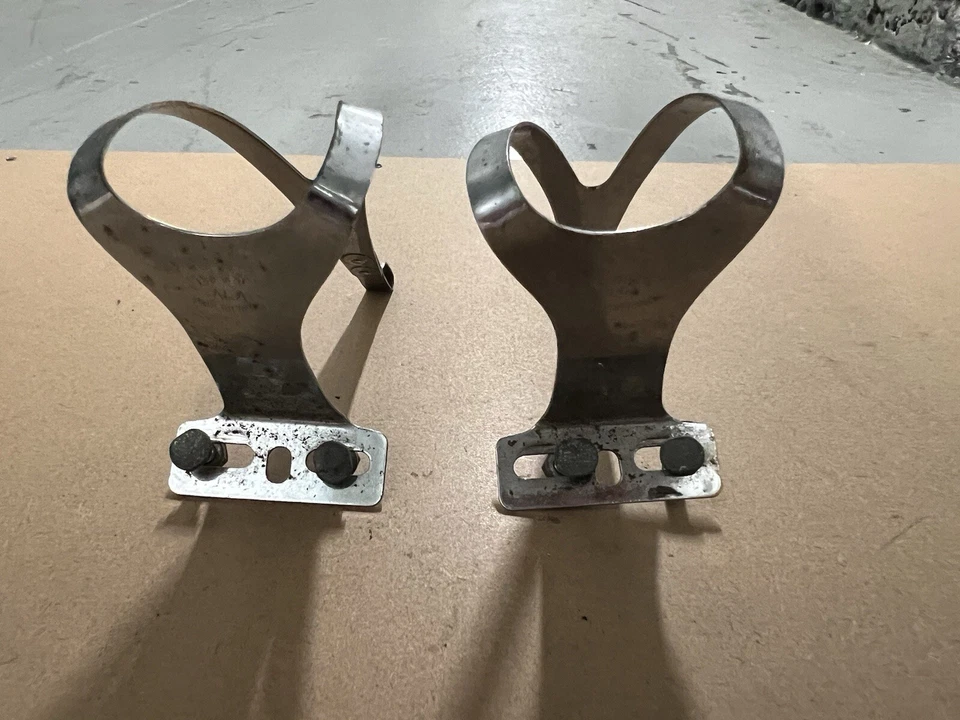 2 Pairs Christophe Special Large Steel toe clip pair NOS from 1970's w/hardware - Image 3 of 4