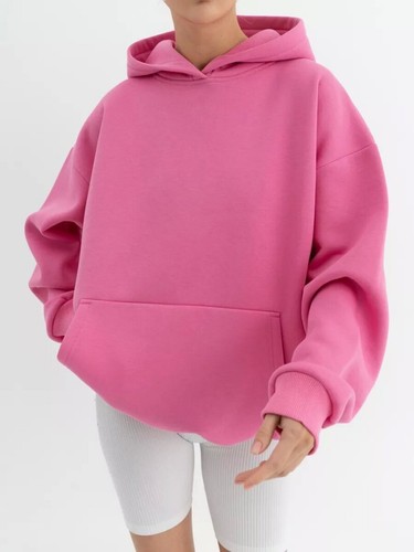 Neu Herbst Damenmode einfacher einfarbiger Hoodie lässig locker Sportshirt - Bild 10 von 29