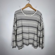 EILEEN FISHER Sweater Womens 1X Organic Cotton Stripe Classic Sustainable