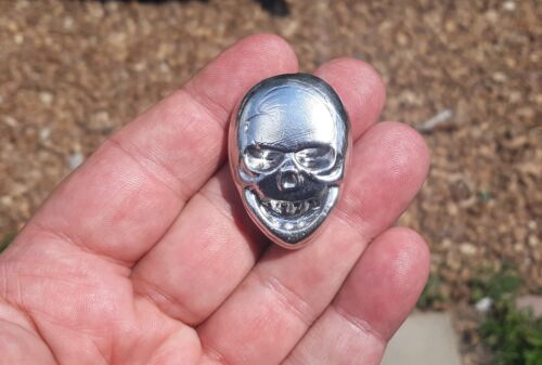 2 oz. Hand Poured 999 Tin Art Bullion BillyBob Skull - Afbeelding 1 van 7