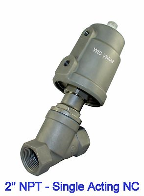 #ad 2quot; Inch Pneumatic Air Actuated Angle Seat Valve Single Acting Spring Return NC $549.99