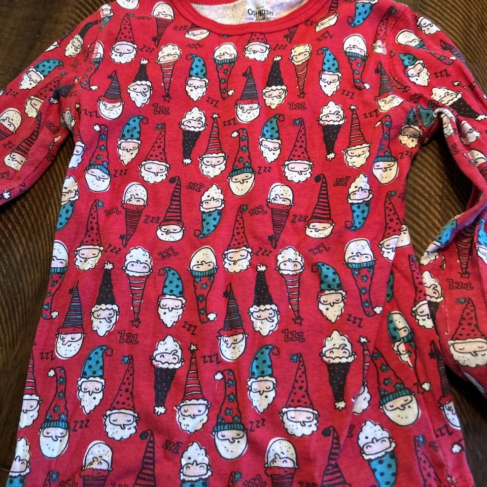 Juego de 2 pijamas Oshkosh Boy Elf rojo vacaciones Navidad talla 8 Foto 3 de 4