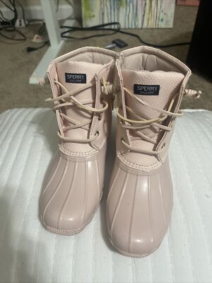 Sperry Pink on Pink Leather and Rubber Duck Boots Women's Size