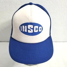 INSCO Snap Back Hat Mens OSFM Blue White Mesh Trucker Baseball Yupoong Showcase