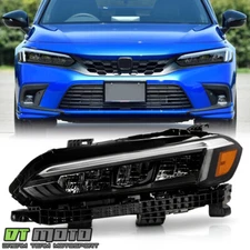For 2022-2025 Honda Civic Black Trim Full LED Headlight Headlamp Driver Side