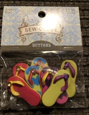 buttons 8 Pc  Carefree Beach sand flipflops new package bright plastic