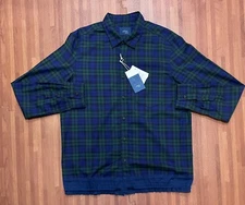 Altea Indaco Long Sleeve Blue/Green Plaid Button Up Shirt Drawstring Size 40
