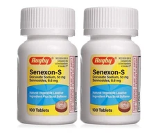 Rugby Senexon-S Natural Laxative Stool Docusate Sodium, Senokot-S, 200 Tablets