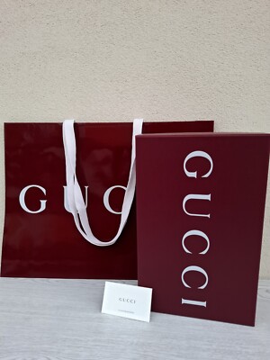  Authentic Gucci 32x20x11 Box Maroon mit Original Papiertüte TOP