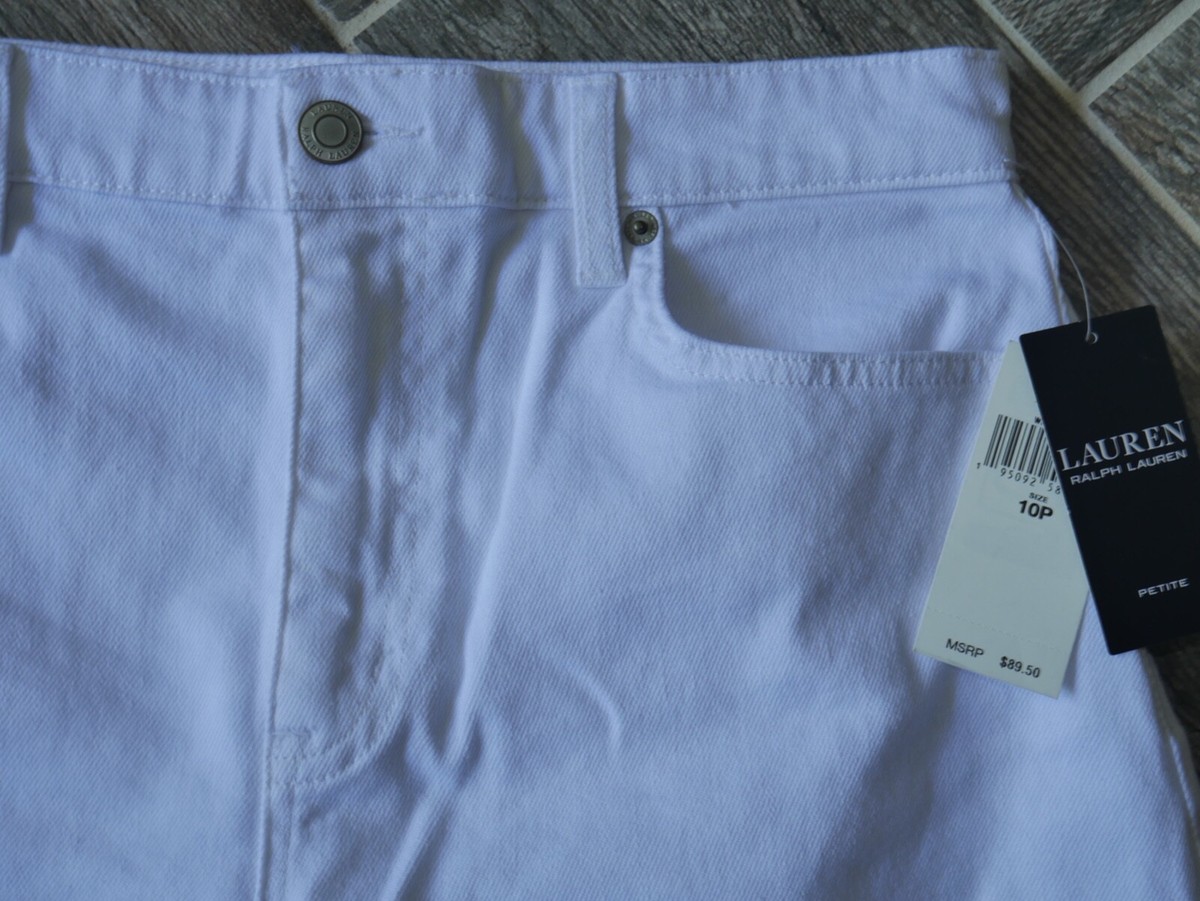 Women's White Denim Shorts LAUREN Ralph Lauren 10P w/Stretch Cut