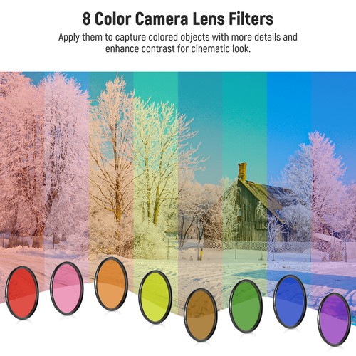 NEEWER 9PCS Full Color Lens Filter Set,62mm Resin Lens Filters with Red,Orange - Picture 4 of 8