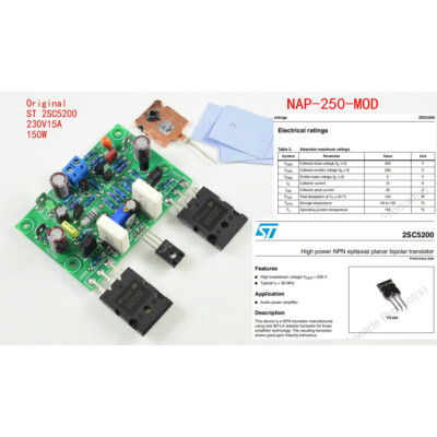 DIY NAP250 MOD Scheda Amplificatore Di Potenza Stereo 2 Canali – 80W RMS 8R, THD 0,001%, Versione Migliorata Con Compensazione Temperatura - 3