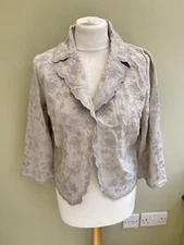 Marks & Spencer Beige Embroidered Linen Blend Jacket Size 10 Wedding Guest