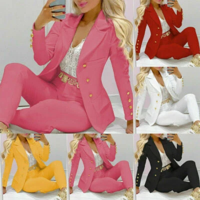 Set Aus Blazer Und Hose Mit Bündchen Für Damen Formelles Ol-Bürooutfit⁂ ▽ - Bild 1 von 4