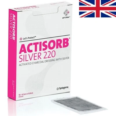 SYSTAGENIX Actisorb Silver 220 Activated Charcoal Dressing | Choose Size & Quantity | UK