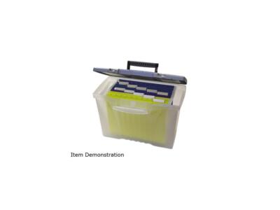 Storex 61511U01C Portable File Storage Box w/Organizer Lid, Letter/Legal, Clear