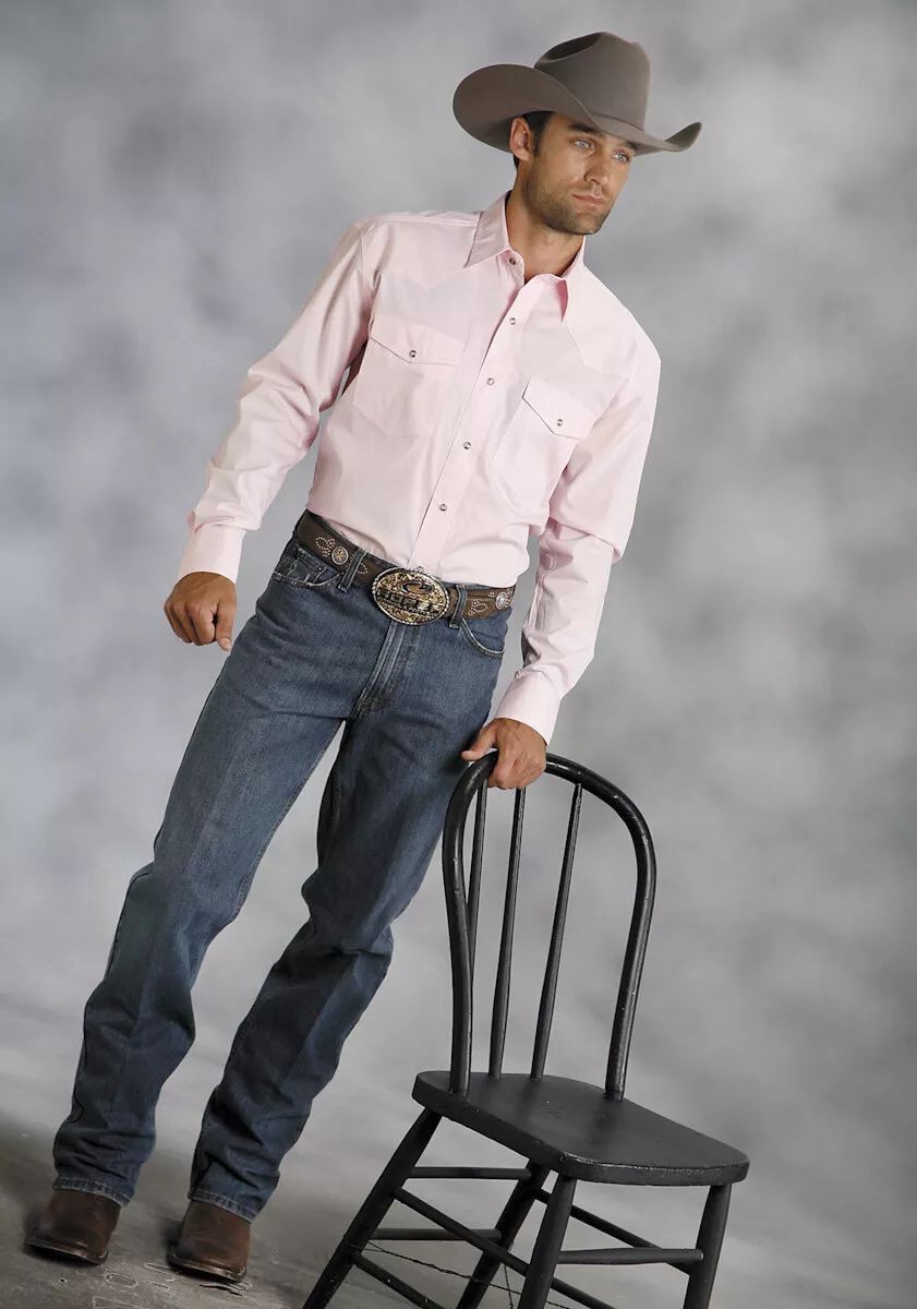 Mens pink hotsell western shirt