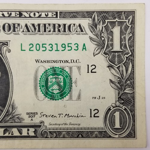 Centennial Tombstone Birthday Dollar Bill 1953 2053 $1 Fancy Serial Num 2017-A L - Picture 3 of 15