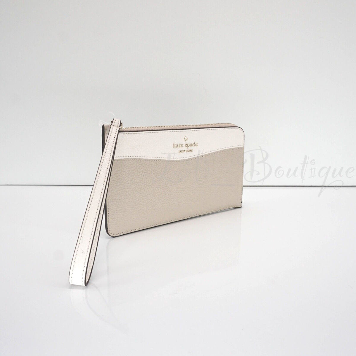 NWT Kate Spade KE575 Lucy Medium L-Zip Wristlet Pebble Leather