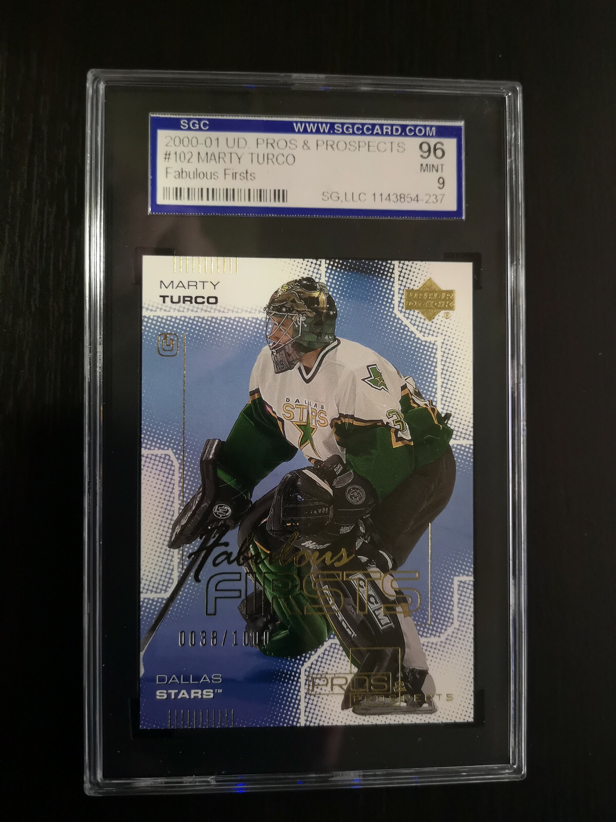 Marty Turco 2000-01 UD Pros & Prospects 102 - SGC 96  #0038/1000 