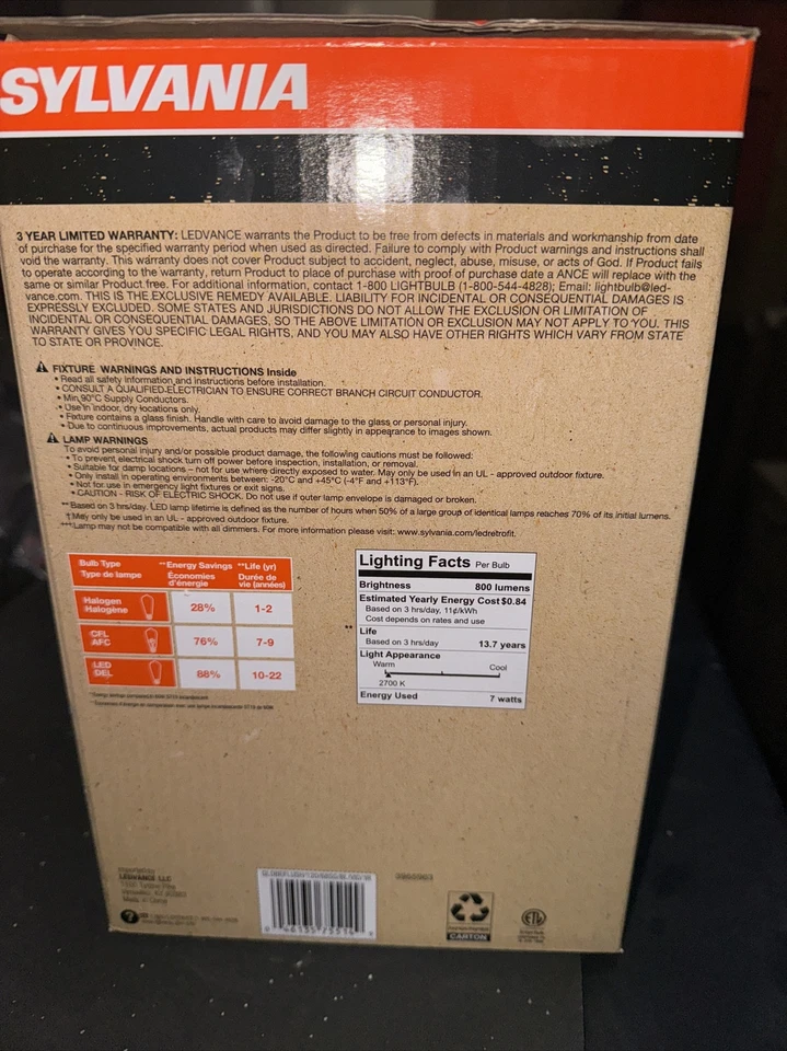 Lámpara globo Bedford vintage SYLVANIA, montaje semi empotrado, bombilla ST19 @74 Foto 4 de 4