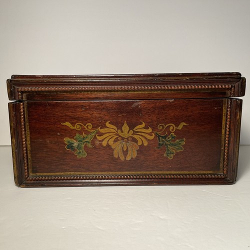 Antique Wooden Box Hand Made Painted Butterflies Monogram Vintage - Picture 5 of 12