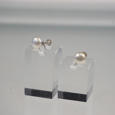 Vintage Evco Faux Pearl Earrings Silver Tone Screw Back Retro Earrings