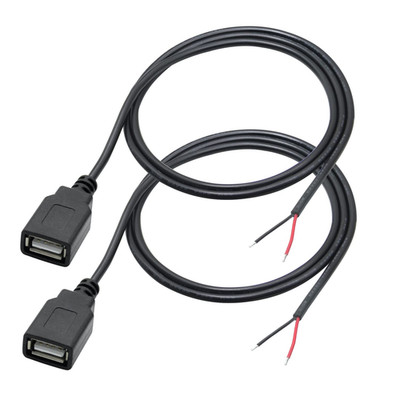 2Pcs USB a Female Plug 2Pin Bare Wire,1M/3Ft USB 2.0 Female Pigtail Open End Pow