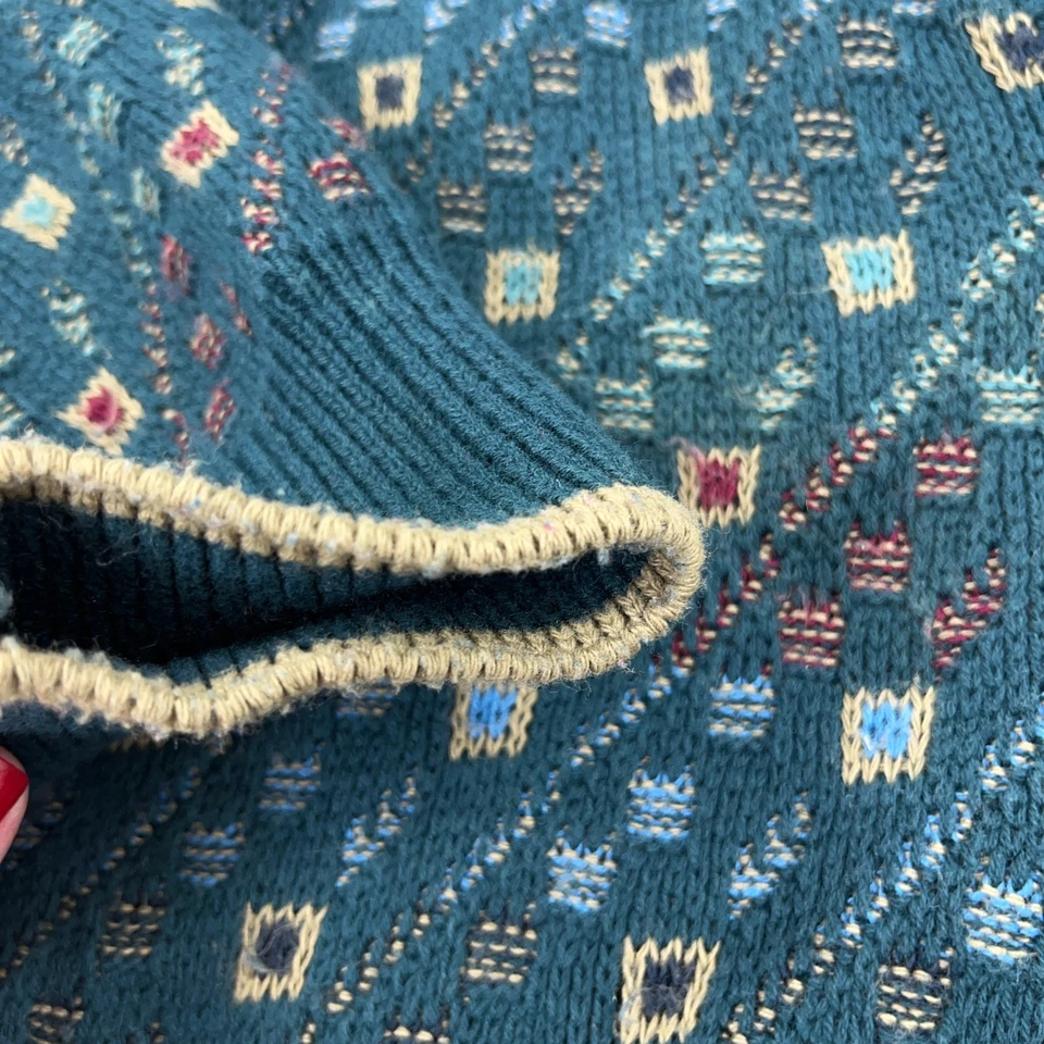 Suéter Vintage Abuelo Hombres XXL 2XL Verde Tejido Pesado Años 90 Profundo Cuello en V Cricket Foto 3 de 4