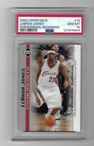 PSA 10 GEM MINT LEBRON JAMES 2003 UPPER DECK PHENOMENAL BEGINNING ROOKIE RC #14