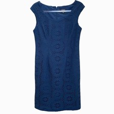 Adrianna Papell Blue Teal Medallion Lace Sheath Dress Women's Size 12 Cap Sleeve