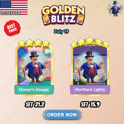 #ad Golden Blitz Event ⭐ Homer#x27;s Hoagie Northern Lights 🔥For Monopoly Go 🚀Cheap $3.88
