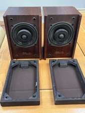 TEAC S-300 2-Way Bookshelf Speaker Pair Vintage Brown with Grills