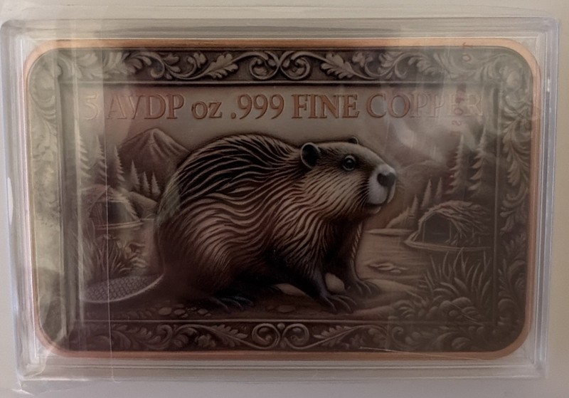 2026 Backwoods Beaver 5 oz .999 Copper Colorized Bar w/ Capsule