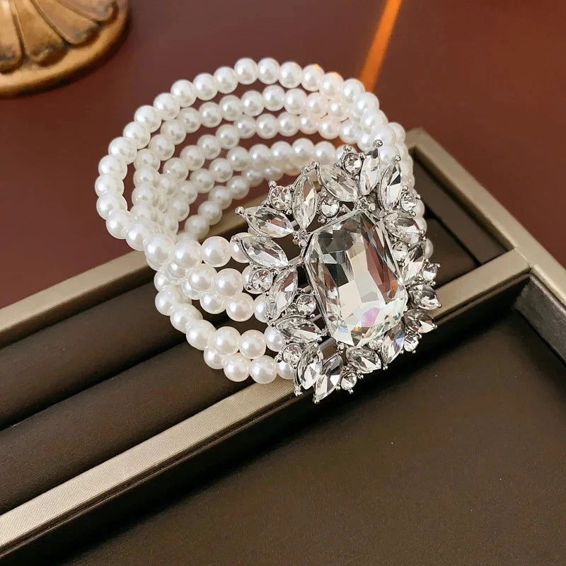 Mehrlagige Perlenkette Mode Schmuckset Damen Geometrisch Elegant - Bild 3 von 4