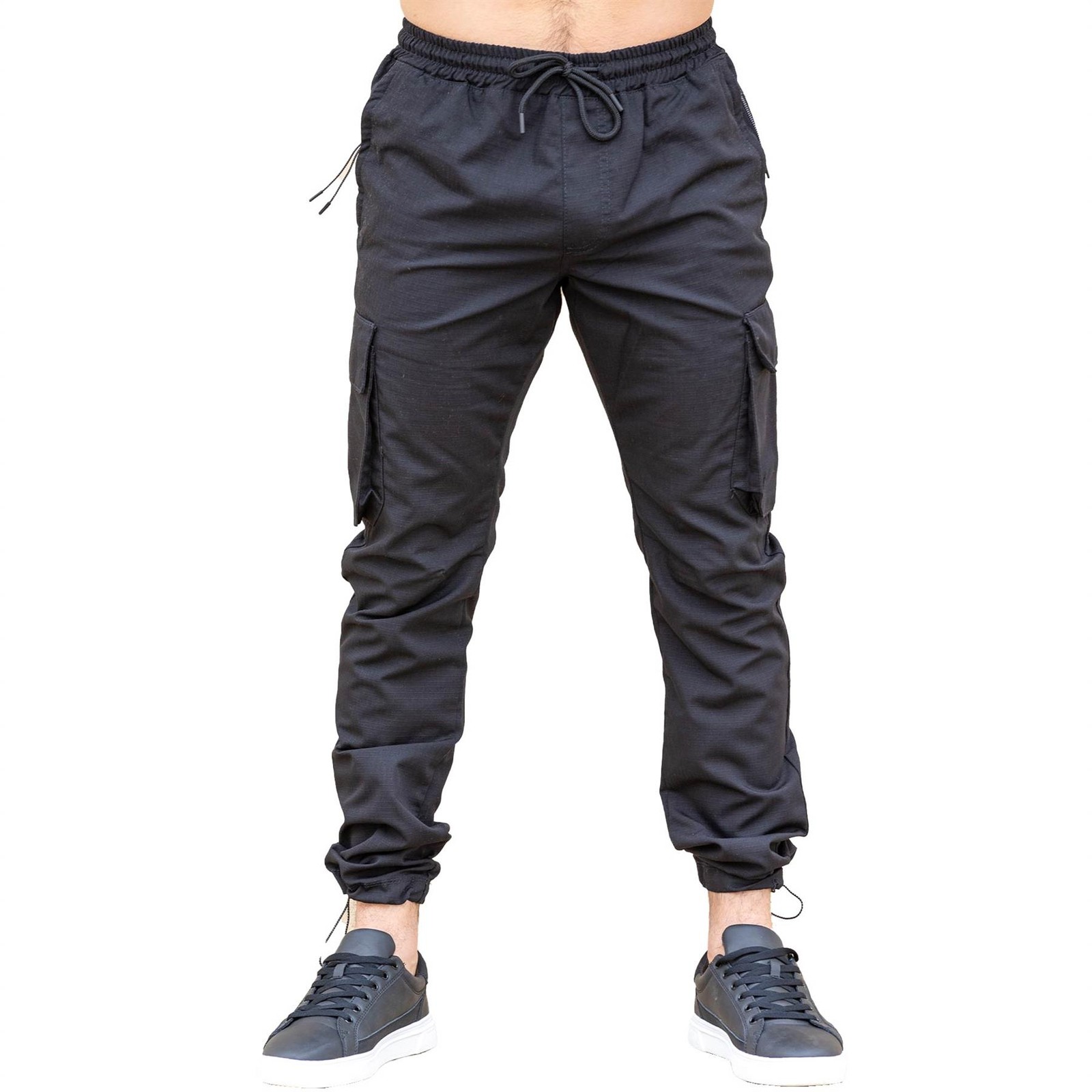 Enzo Mens Cargo Combat Pants Elasticated Waist Casual Work Trousers with Pockets image 3