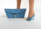 Vintage Barbie Accessory SLATE BLUE CLUTCH PURSE & OPEN TOE L SHOE - Fashion PAK